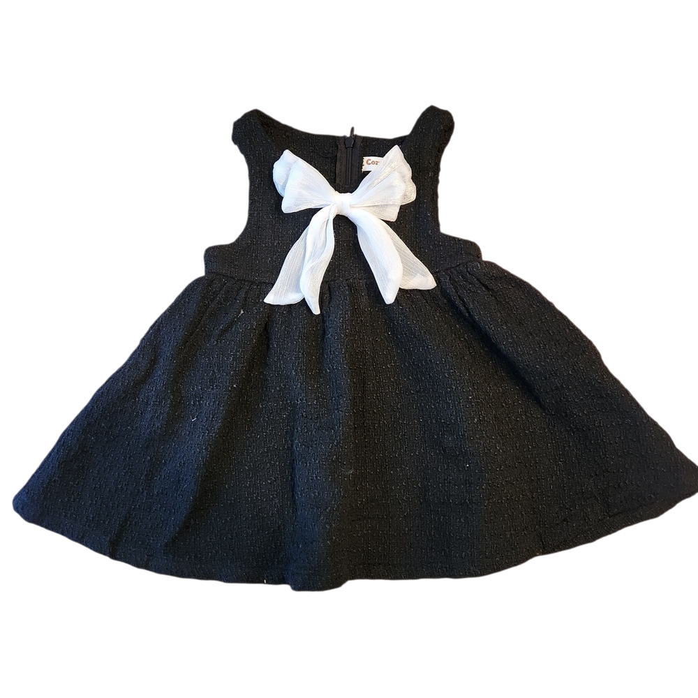 Black A-Line Pleated Dress with Scoop Neck for Wedding Guest
